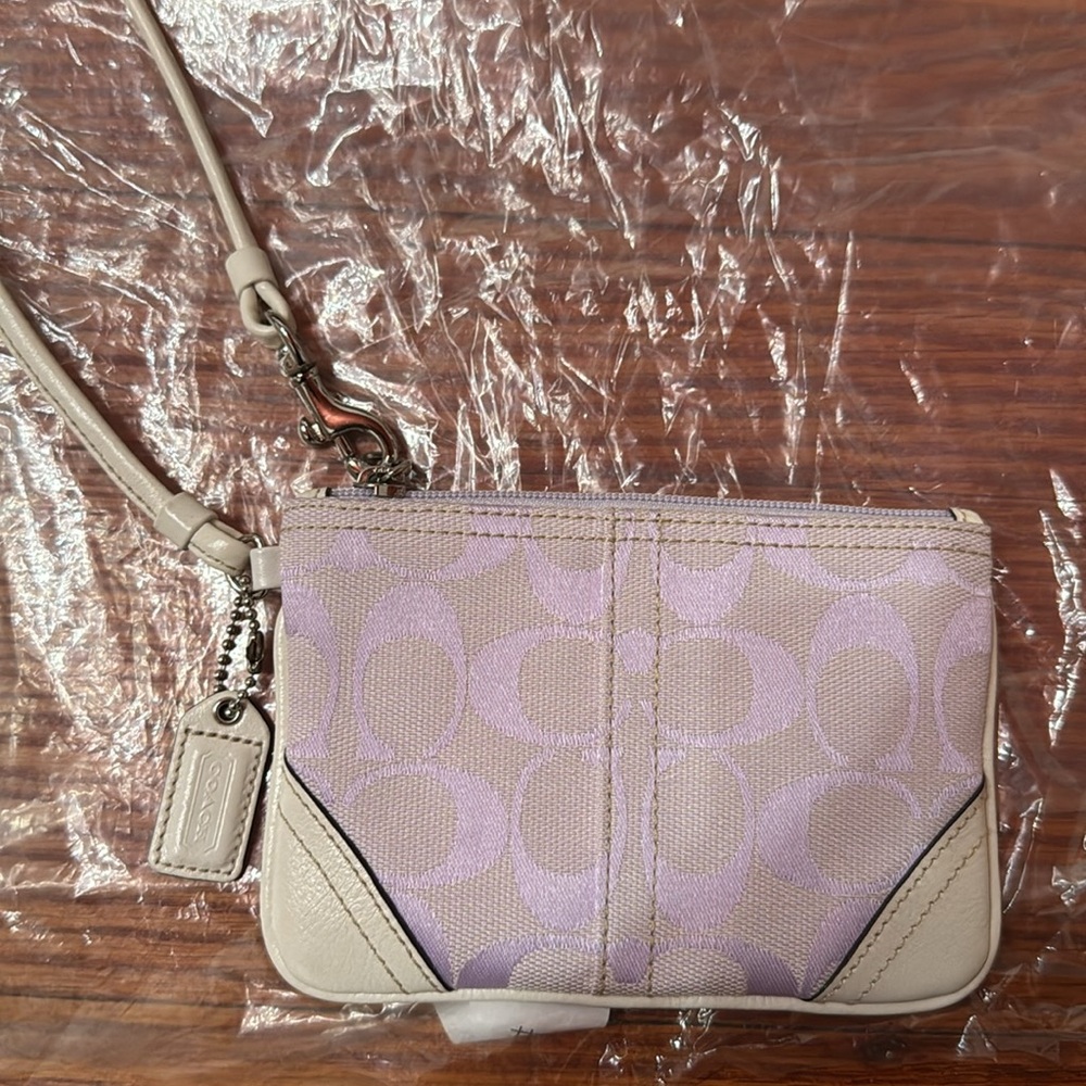 Coach Monogram Lilac Wristlet